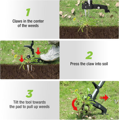 WORKPRO Stand Up Weed Puller Tool, Garden Dandelion Weeder Puller with Ergonomic 39" Long Handle, 4