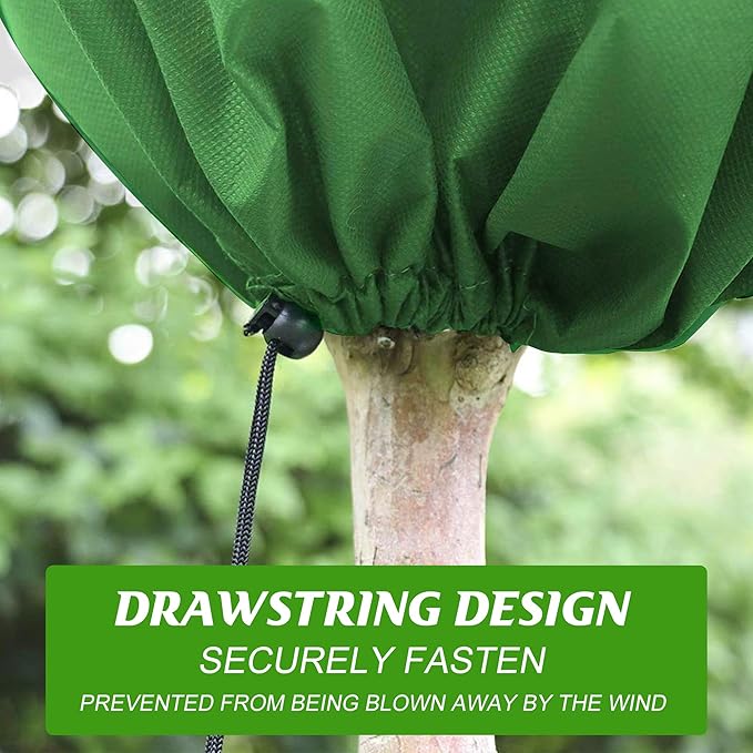 Alpurple 2 Packs Winter Drawstring Plant Covers- 39 x 63 Inch Warm Plant Protection Cover Bags