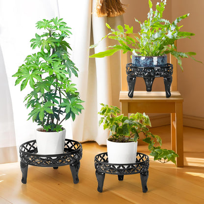 3 Pack Metal Plant Stands Indoor Outdoor,Heavy Duty Iron Flower Pot Stands for Multiple