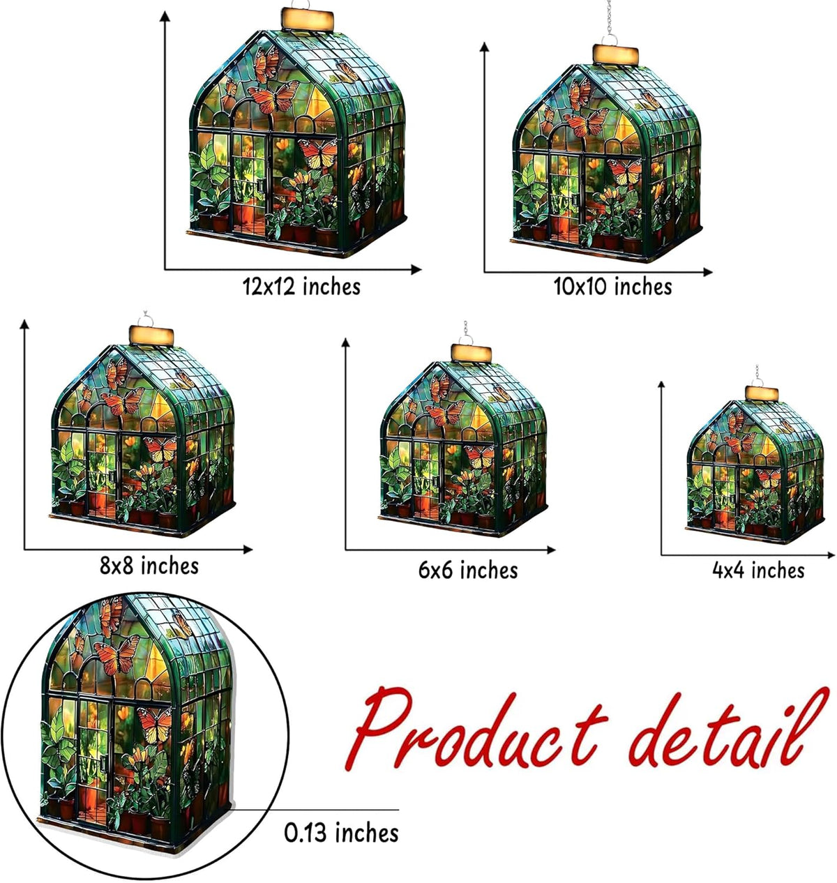 Greenhouse Acrylic Suncatcher Stained Glass Effect Window Car Hanging Christmas Ornament Indoor