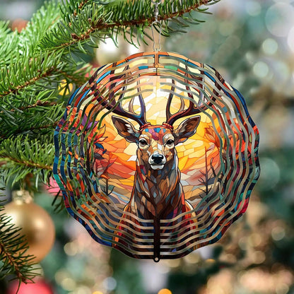 Deer Head Wind Spinner 3D Frosted Deer Wind Spinners Hanging for Yard and Garden Wind