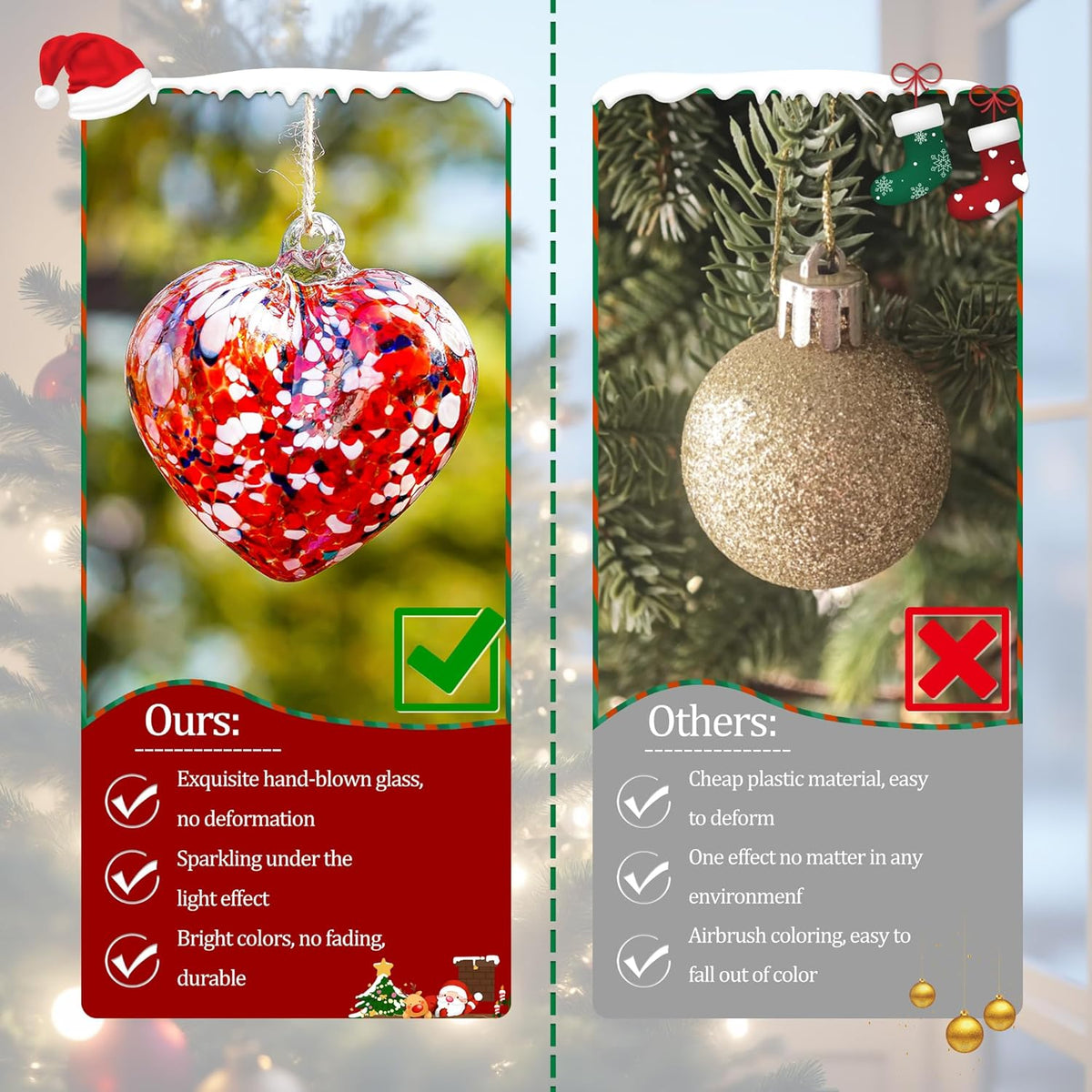 Hand Blown Glass Gazing Balls for Garden Love Heart Hanging Friendship Balls Christmas Ball