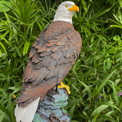 Garden Decor Sculptures Statues Outdoor, Stunning Bald Eagle Stand on Stone Christmas Animal