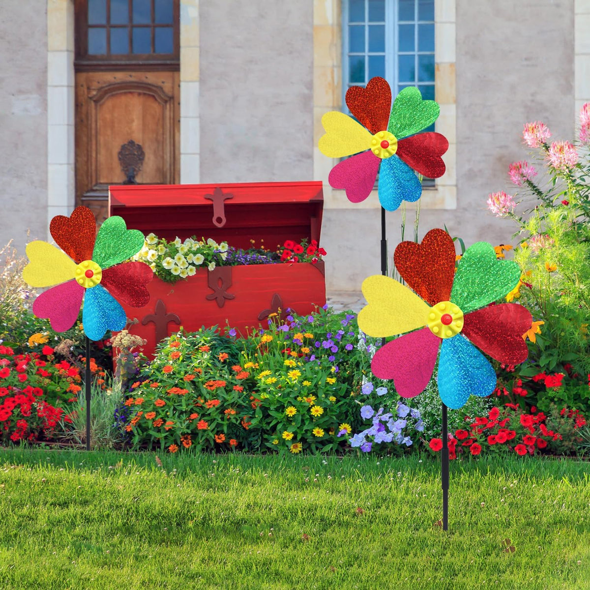 Garden Wind Spinners for Outdoor, Decorative Pinwheel Bee Butterfly Ladybug Windmill Whims