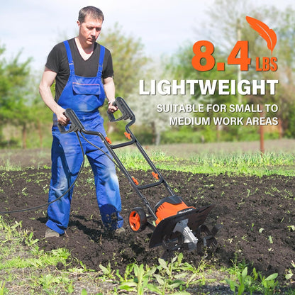 MAXLANDER Electric Tiller Cultivator, 14 Inch 12 Amp Corded Tiller for Gardening with Foldable