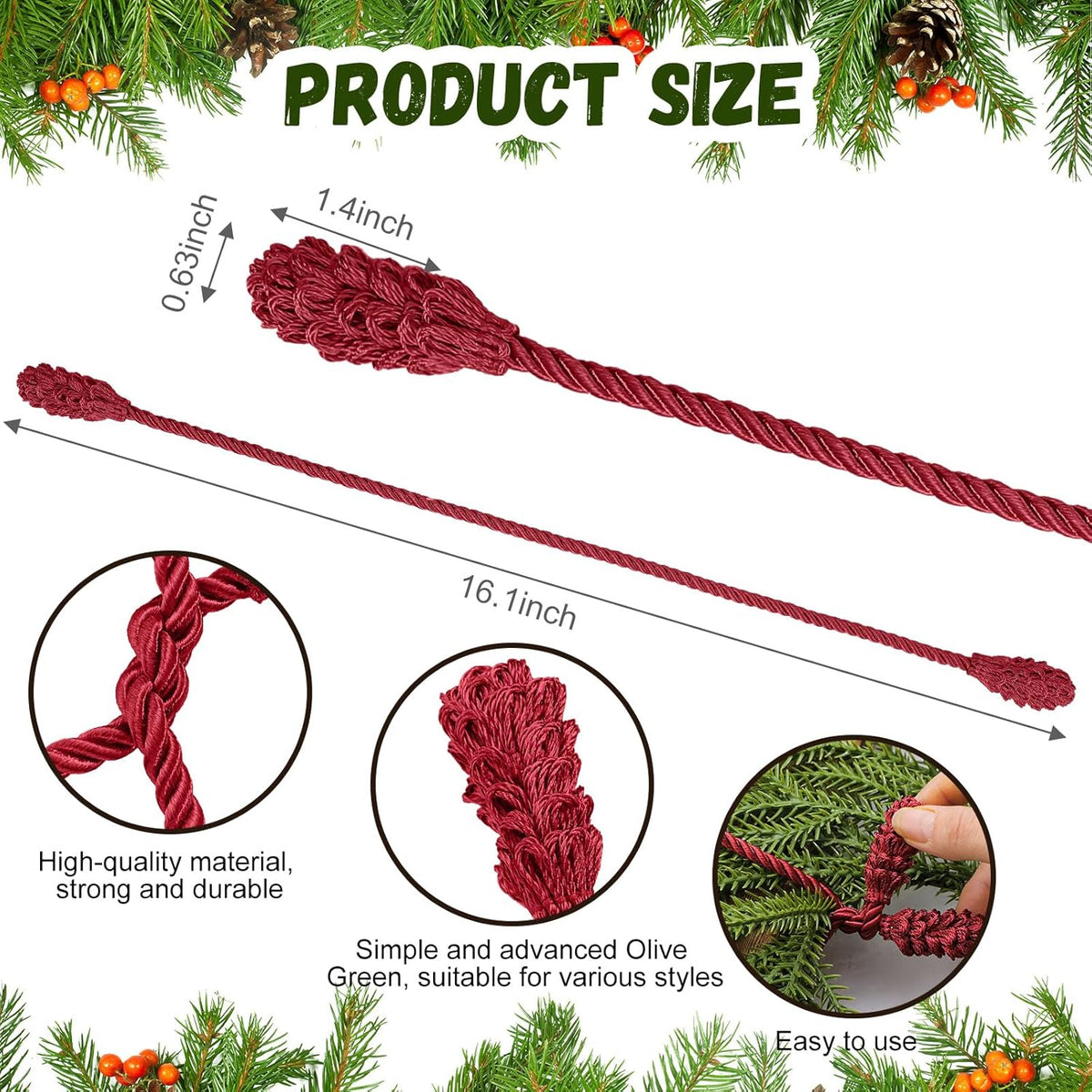 Shappy 24 Pieces Christmas Garland Banister Ties Christmas Decorative Reusable and Flexible Twist