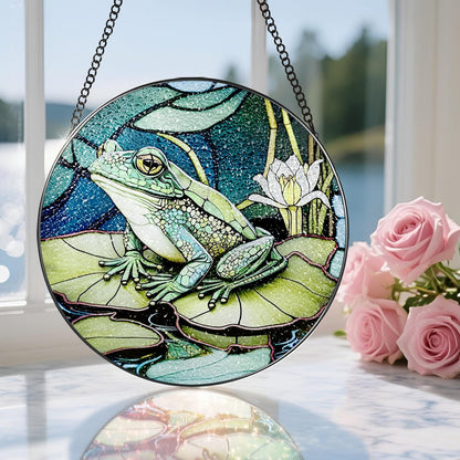 Stained Glass Window Hanging, Stained Glass Suncatcher, Frog Sun Catcher, Window Hanging Decor