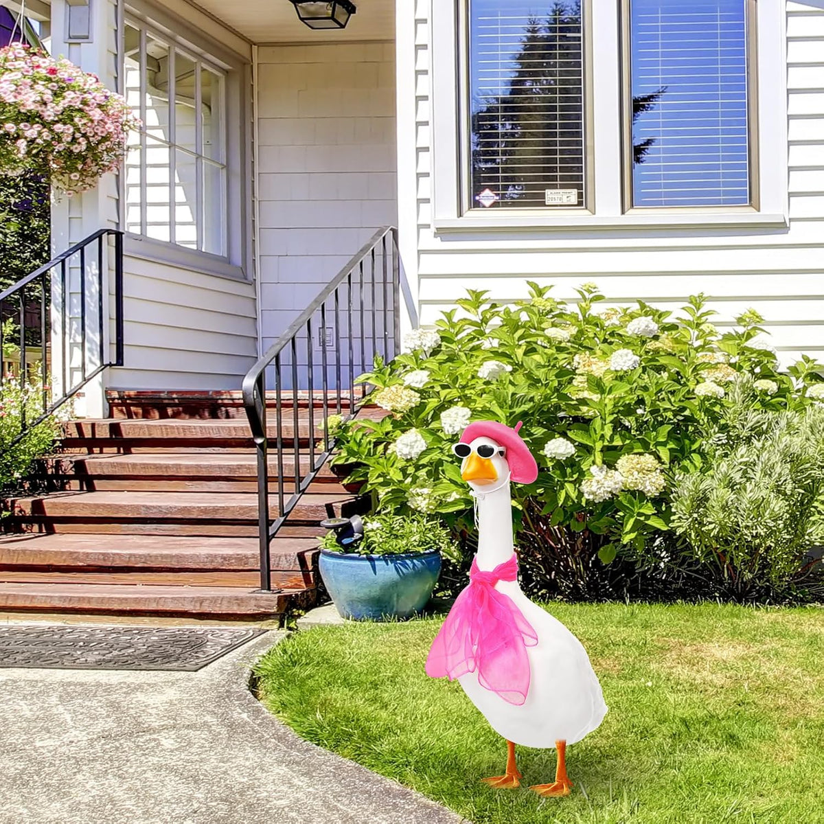 Yaomiao 3 Pcs French Porch Goose Outfit Set for 23'' 17'' Cement Plastic Lawn Goose Costume 50s