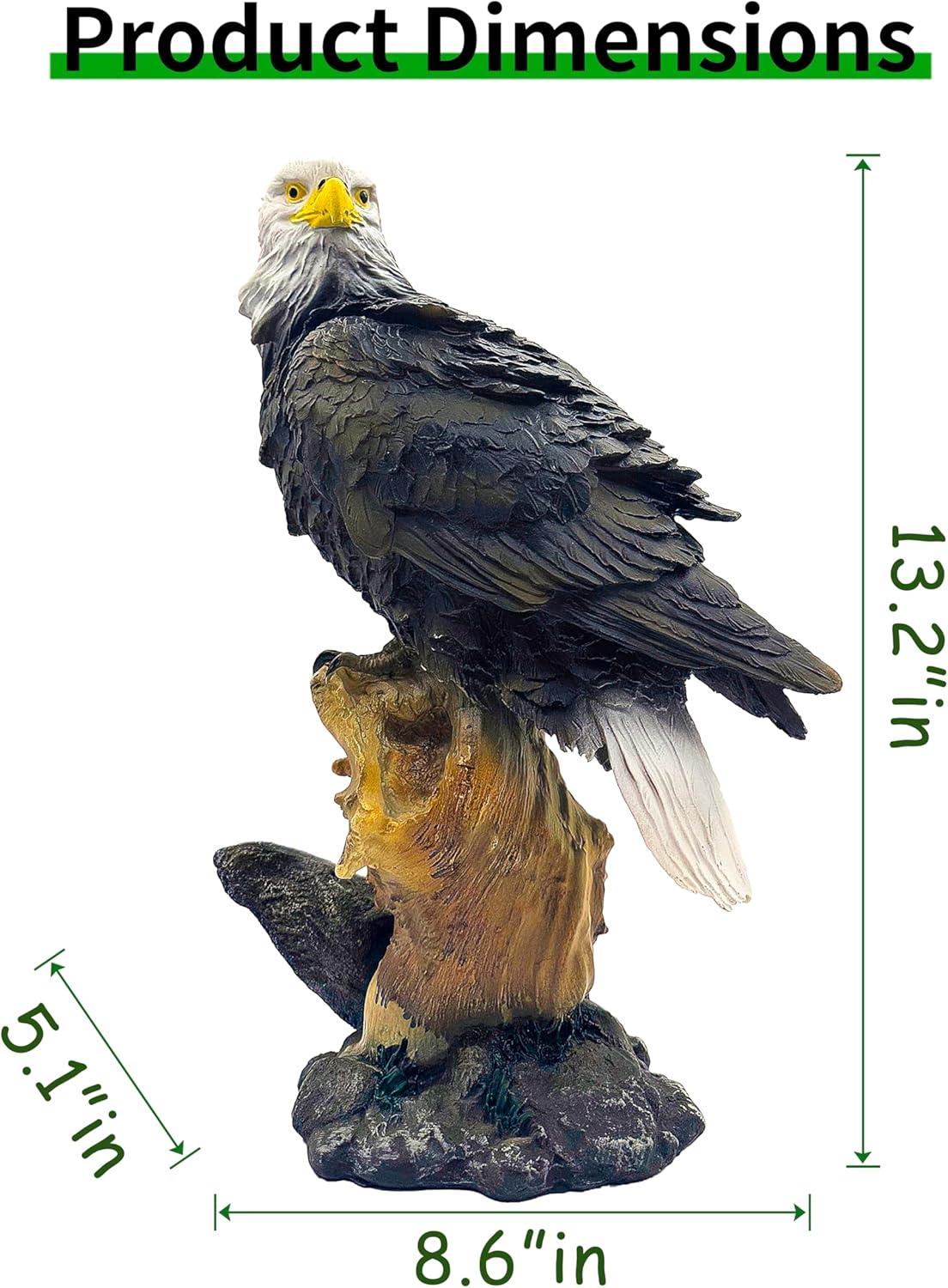 13.2" Real Eagle Outdoor Sculpture,Funny Bird Statue,Garden Beach Statue Decor,Resin Animal Seabird