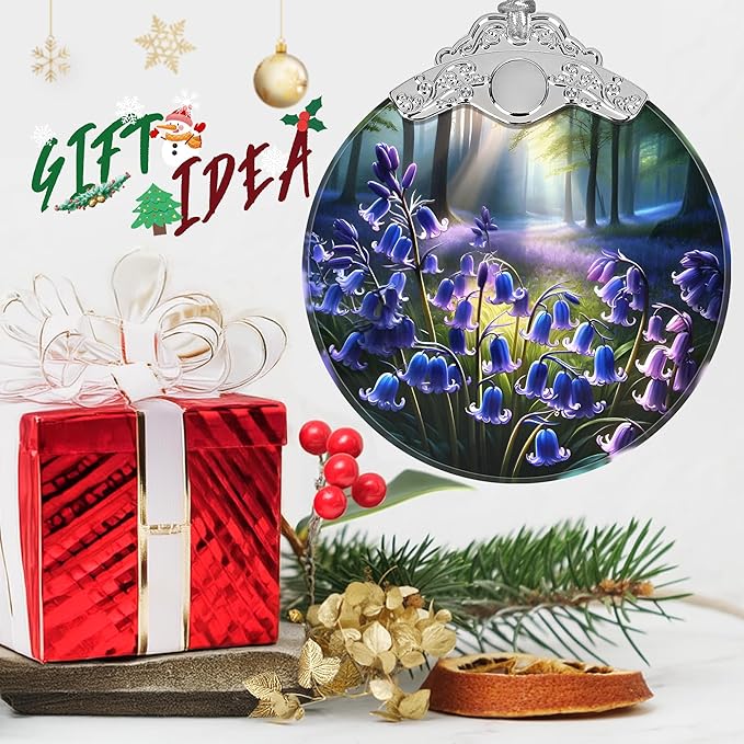Bluebell Stained Glass Orament - Christmas Ornament - Christmas Decorations for Tree - Holiday