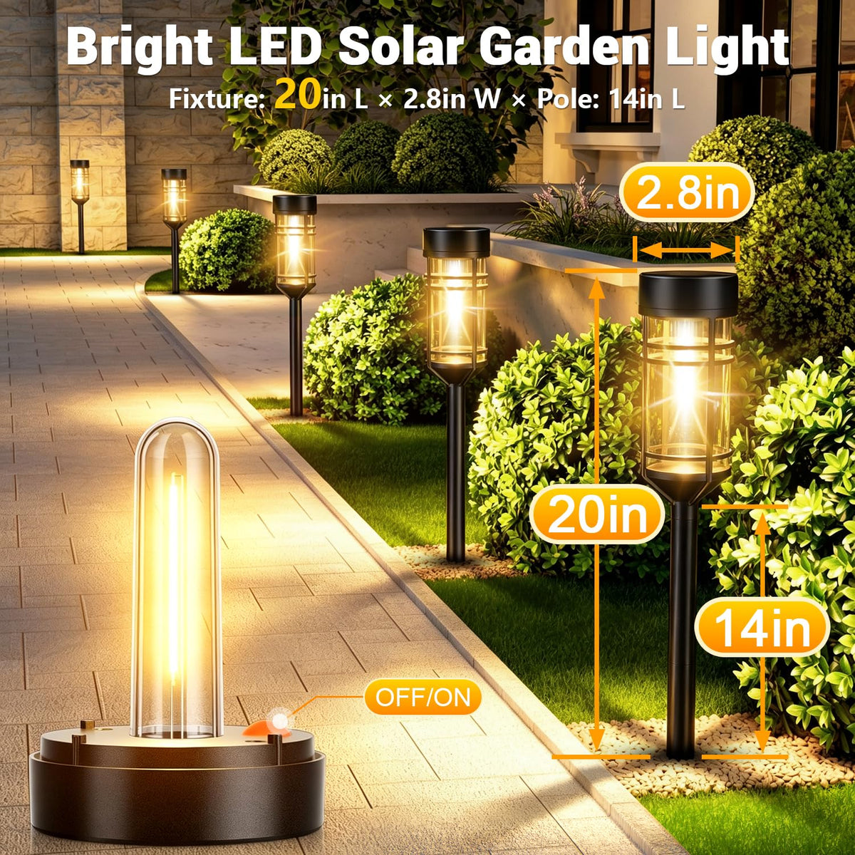 Amzarp 8 Pack Solar Garden Lights, Outdoor Bright LED Solar Pathway Lights
