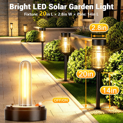 Amzarp 8 Pack Solar Garden Lights, Outdoor Bright LED Solar Pathway Lights