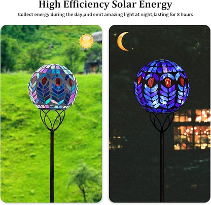 Afirst Solar Outdoor Garden Lights Decorative - Mosaic Solar Stakes Gazing Ball Waterproof Outdoor