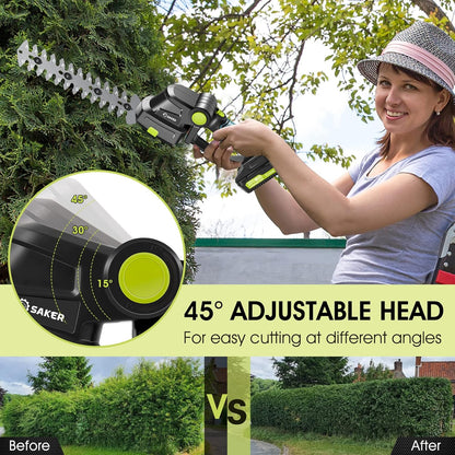 Saker Cordless Hedge Trimmer-20V Electric Shrub Trimmer Grass Shears Handheld Grass Cutter, Hedge