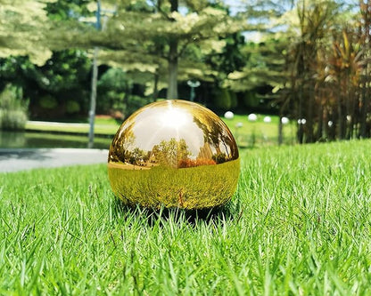 Gold Gazing Globe Mirror Ball in Stainless Steel, Shiny Hollow Sphere Sparkling Housewarming