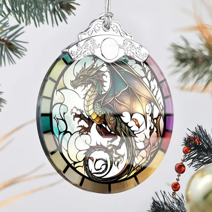 Dragon Stained Glass Ornament, Christmas Ornaments, Xmas Tree Decorations, Ornaments for Christmas