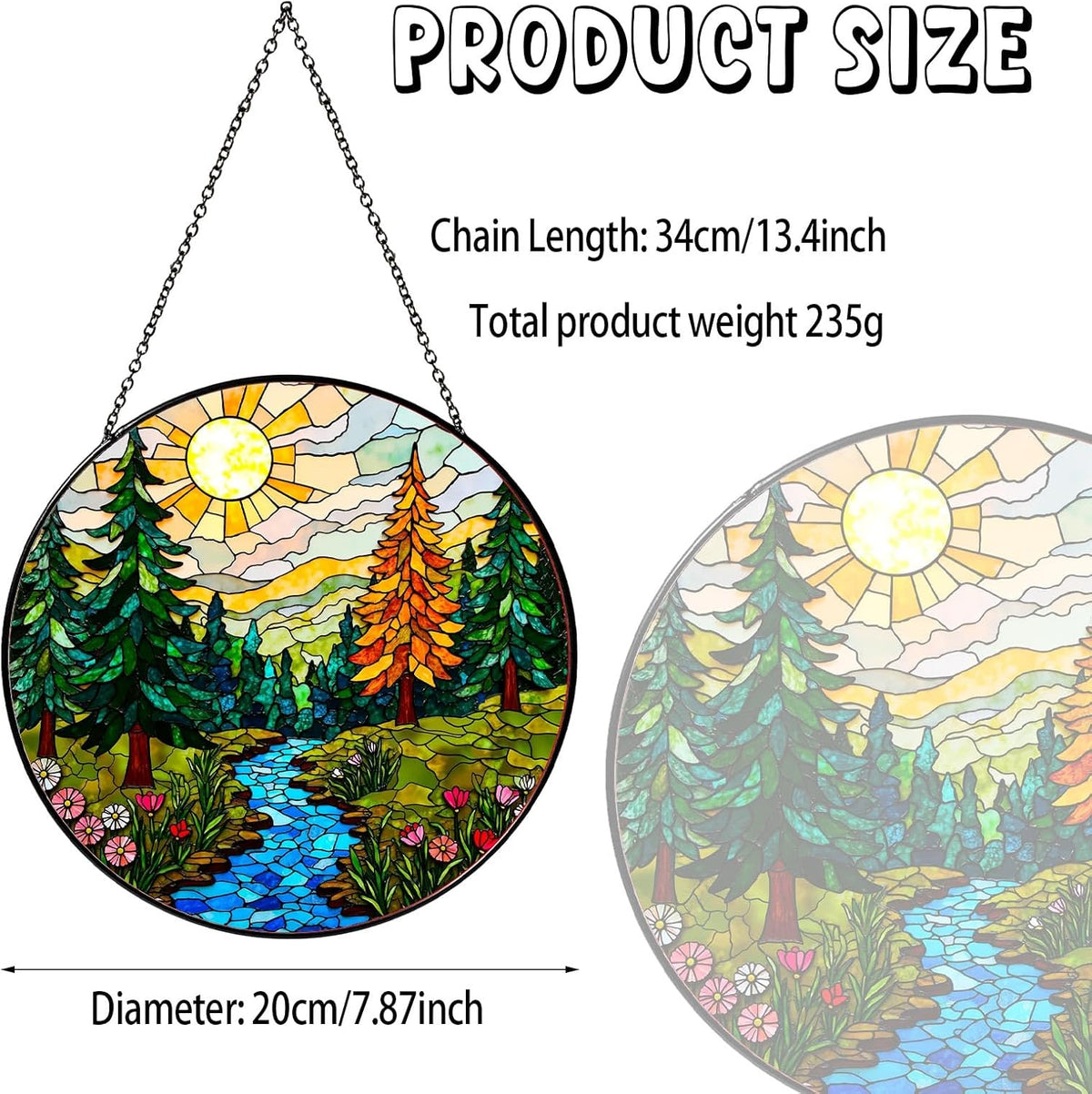 Forest Stained Glass Window Hanging Forest Sun Catcher Decor Nature Lovers Gifts for Women