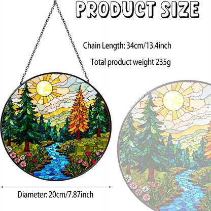 Forest Stained Glass Window Hanging Forest Sun Catcher Decor Nature Lovers Gifts for Women