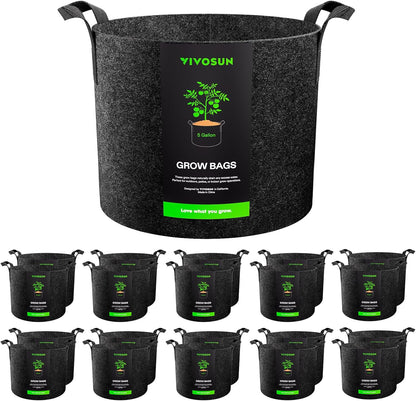 VIVOSUN 20-Pack 5 Gallon Grow Bags, Heavy Duty Thickened Nonwoven Fabric Pots with Handles for