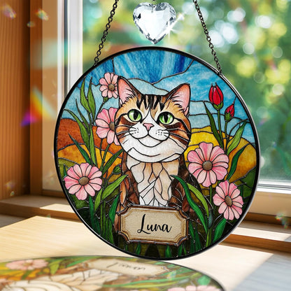 Personalized Pet Portrait Stained Glass Window Hanging, Sympathy Decoration Suncatcher for Loss of