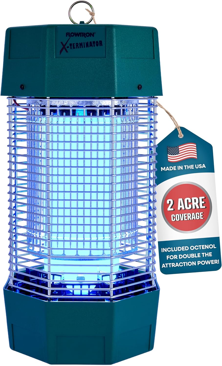 Flowtron Electric Bug Zapper 2 Acres Outdoor Insect Control with Dual Lure Method, 120W UV Light &