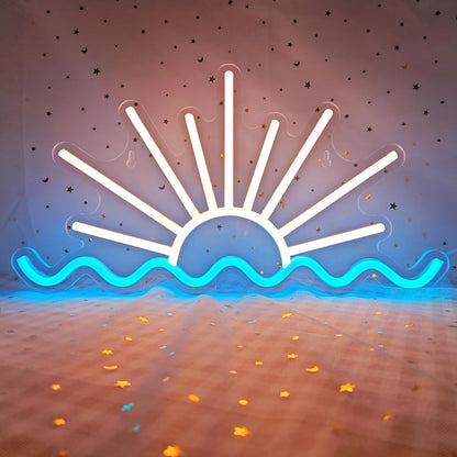 Sunrise Sunset Neon Sign Dimmable Beach Sun Wave Neon Sign for Bedroom Man Cave Living Room Party