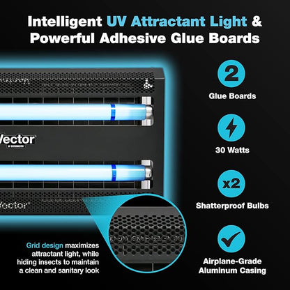 Catchmaster Vector 30, UV Light Fly Traps Indoor for Home, Electric Gnat Traps for House Indoor