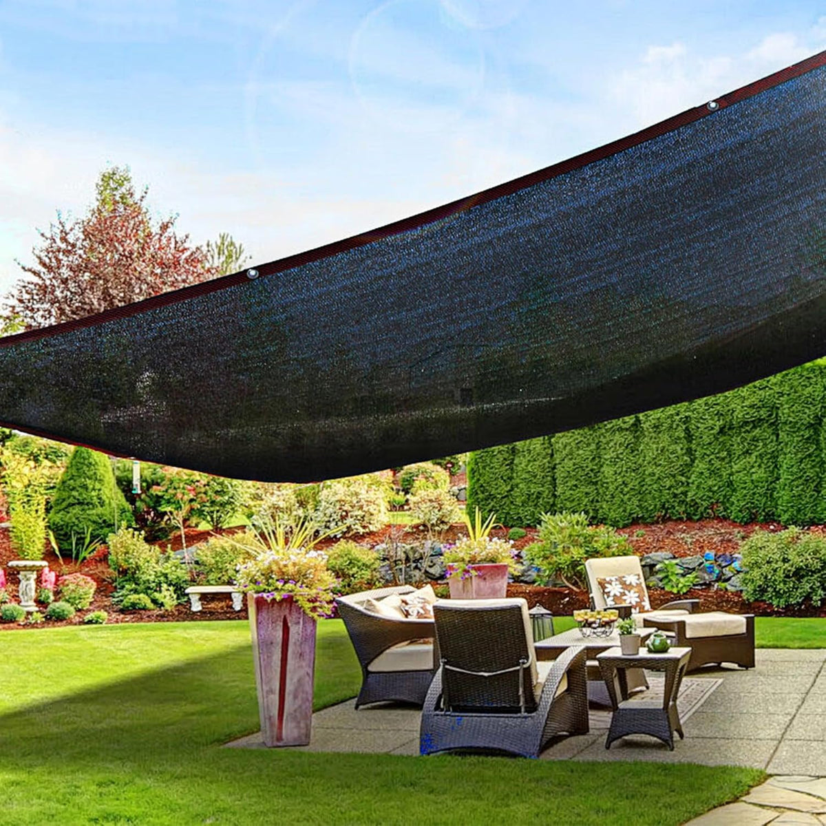 winemana Black Shade Cloth 90%, 30x50 FT Mesh Tarp - Garden Shade for Greenhouse, Patio