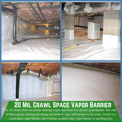 Farm Plastic Supply - Crawl Space Vapor Barrier, 20 mil - Thick Plastic Sheeting, Drop Cloth