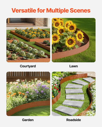 VEVOR Steel Landscape Edging, 6 Packs 40 x 8 in Weather-Resistant & Pre-Rust Metal Landscape