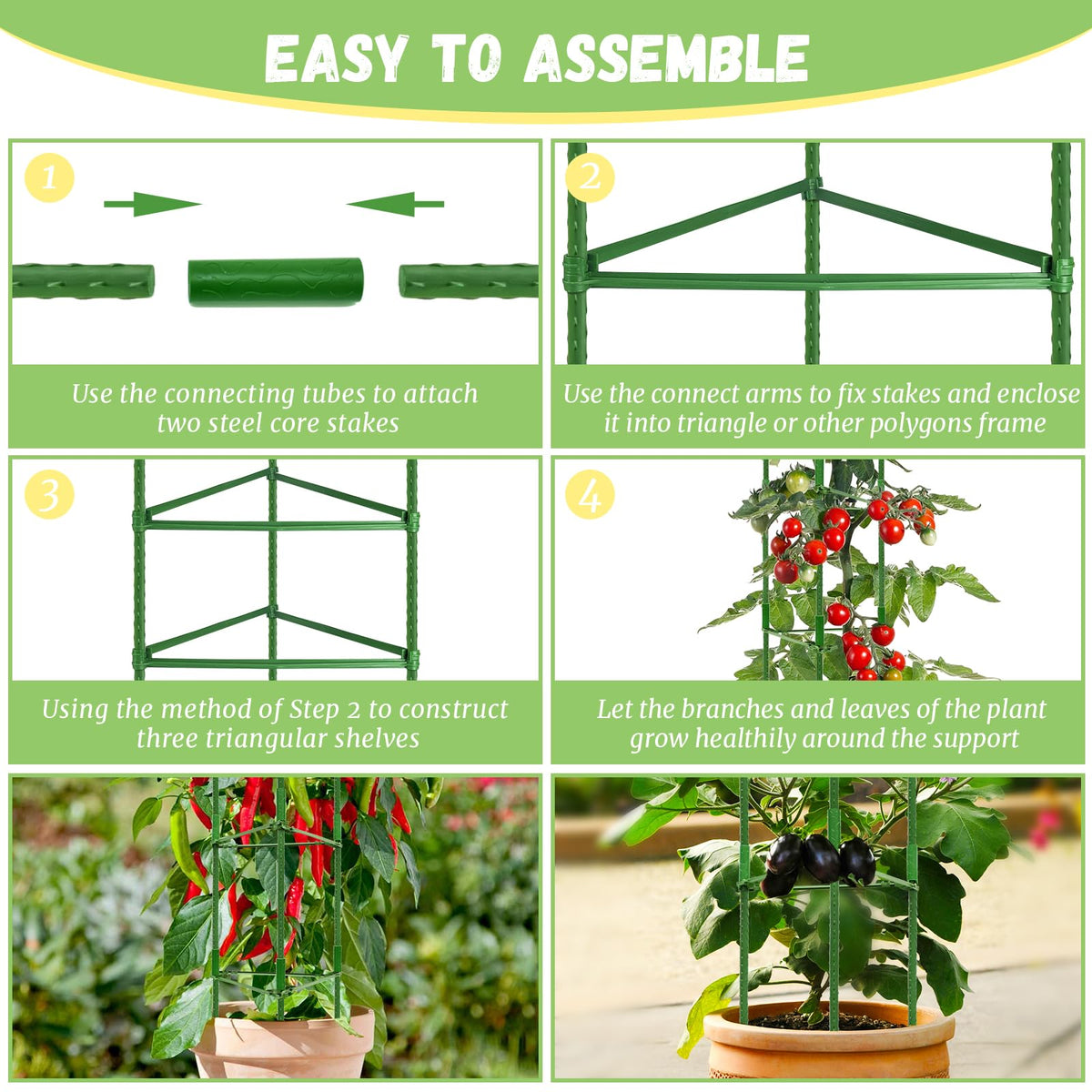 Legigo 6-Pack Tomato Cage for Garden Plant Support- Up to 48inch Garden Stakes Tomato Cage, Tomato