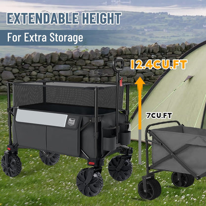 TIMBER RIDGE Foldable Wagon 350L Extendable Height, Large Capasity Collapsible Wagon Cart with All