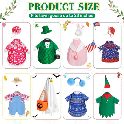 8 Set Seasonal Holiday Goose Outfits Fall Halloween Christmas Summer All Seasons Lawn Porch Goose