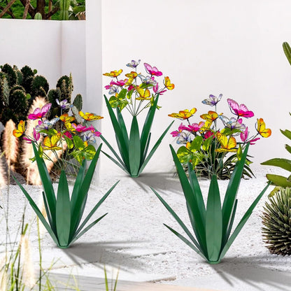 TOMBABY Garden Outdoor Butterfly Enlarge Thickened Wind Resistant Metal Agave Garden Art Metal