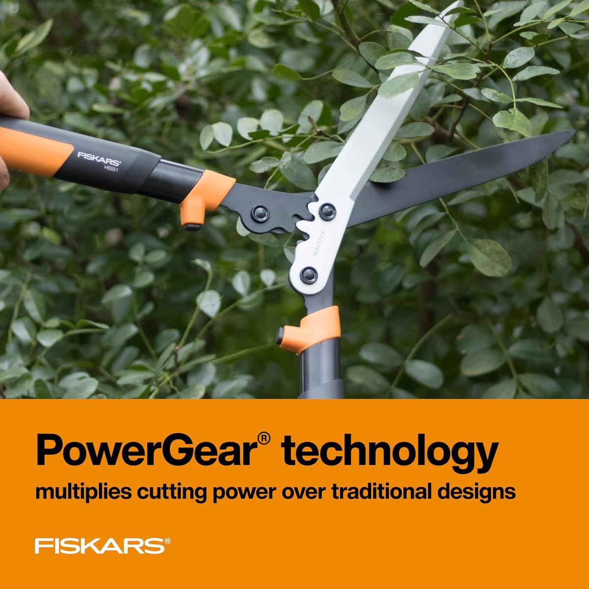 Fiskars 23-Inch Hedge Shears, Bush Trimmer with PowerGear2 Technology that Multiplies Power for