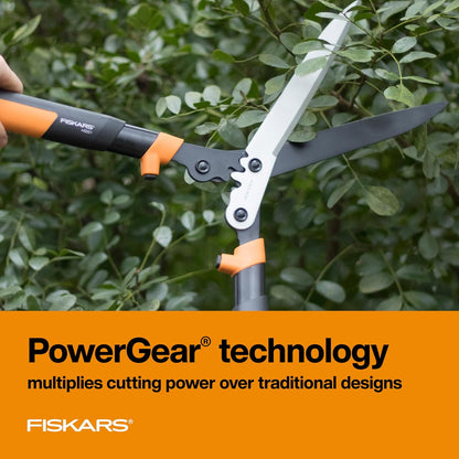 Fiskars 23-Inch Hedge Shears, Bush Trimmer with PowerGear2 Technology that Multiplies Power for