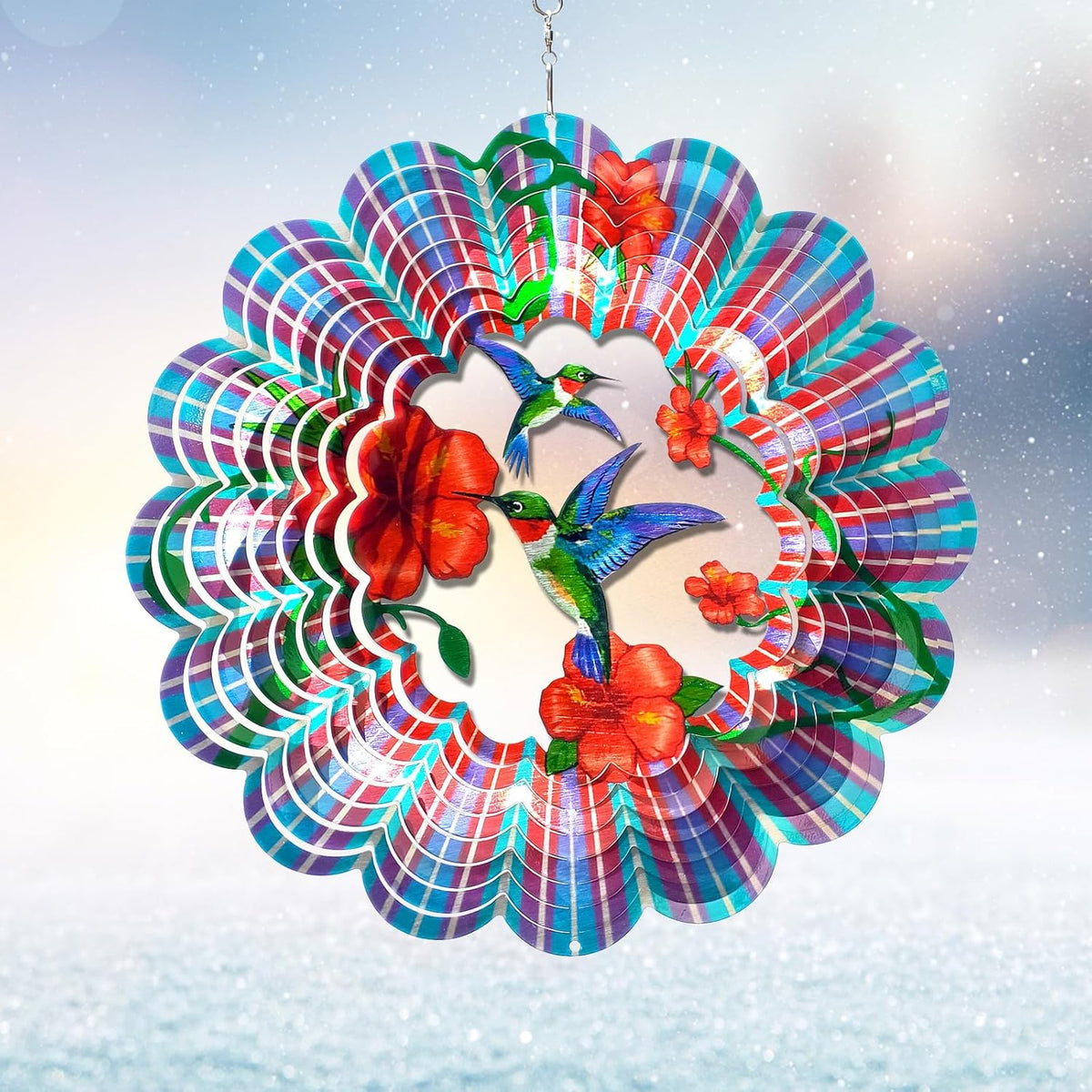 Hummingbird Wind Spinner, 12-Inch 3D Kinetic Metal Wind Spinners - Hummingbird Gift for Women, Mom