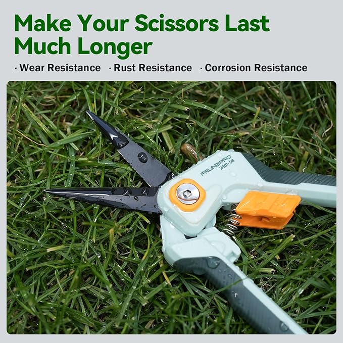 PrunePro Garden Scissors Pruning Shears Sharp Stainless Steel Non-Stick Teflon Coating Blade for
