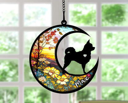 Personalized Dog Memorial, Custom Name Chihuahua Long Haired Dog Christmas Ornament with Name