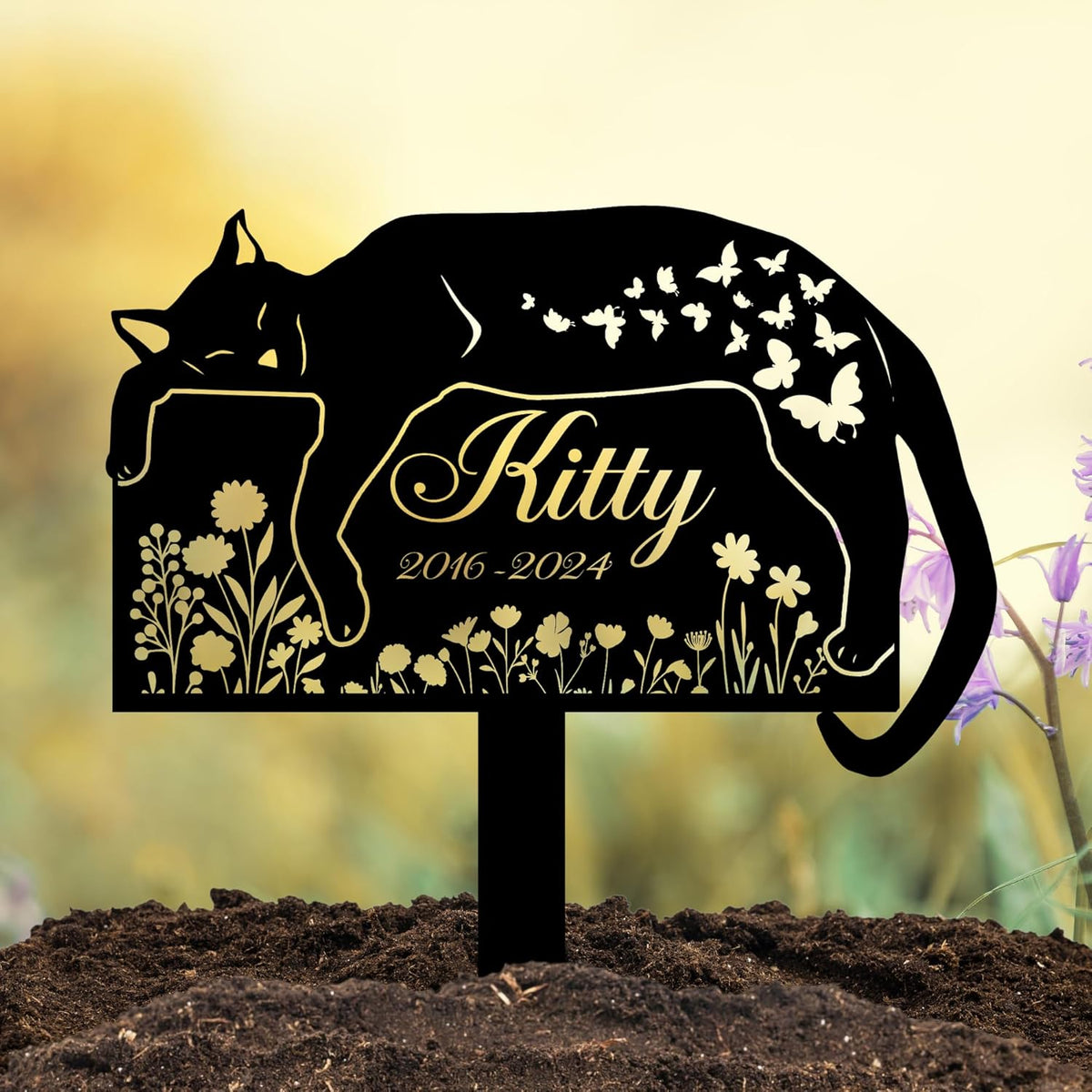 Personalized Cat Grave Marker – Custom Outdoor Pet Memorial Stone with Name and Years, Cat