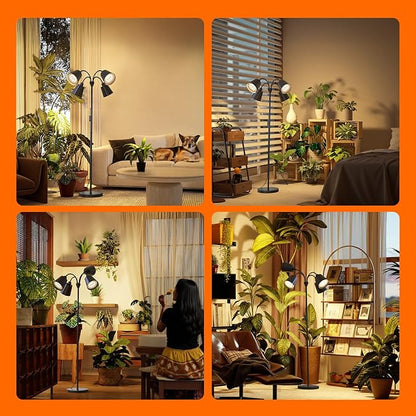 Bstrip Grow Lights for Indoor Plants, 4 Head Floor Grow Light Stand with Flexible Gooseneck, 3800K