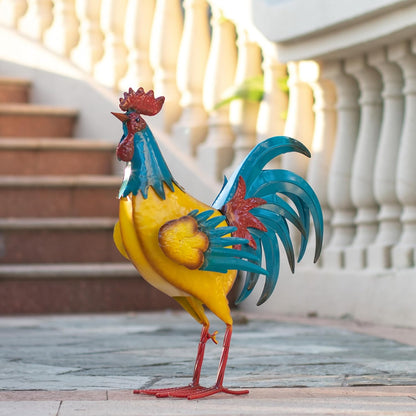 Natelf Rooster Garden Statues Outdoor Decor Metal Chicken Sculpture, Yard Art for Patio, Porch