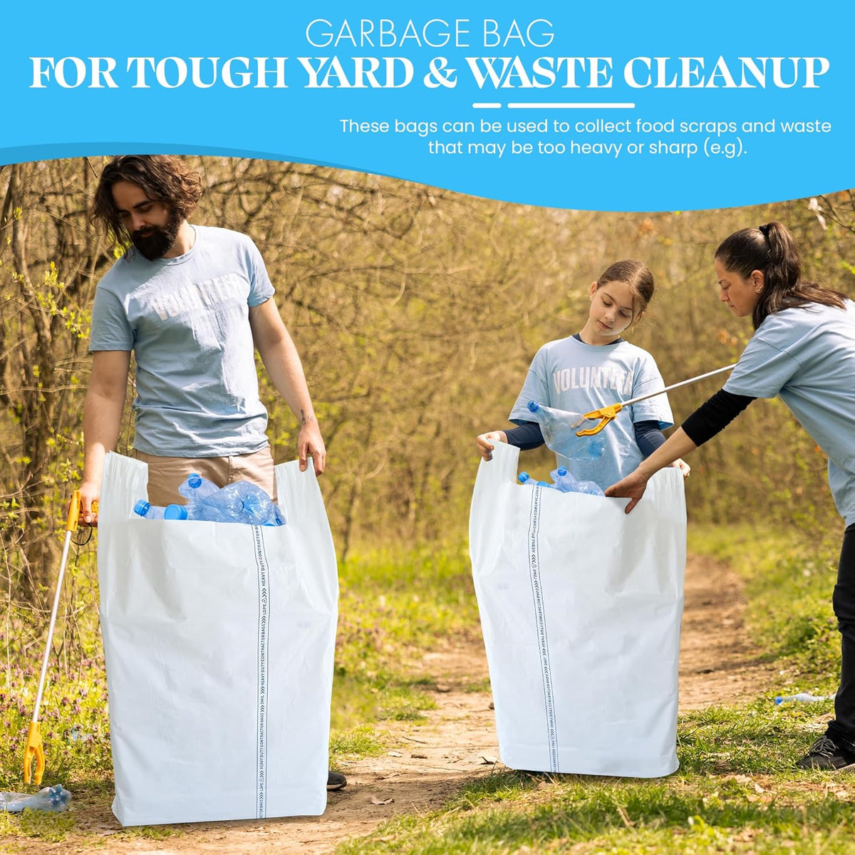 Heavy Duty Contractor Trash Bags with Handles – 52 Gallon, 40 Count | 3 MIL Thick, Extra Large