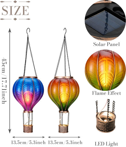 TERESA'S COLLECTIONS 2 Pack Hanging Solar Lantern Outdoor Garden Decor for Valentine ,Waterproof