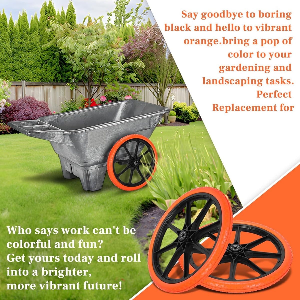 Upgraded 20x1.95" Flat Free Tires Compatible with rubbermaid Wheelbarrow Wheels, 20" Flat Free