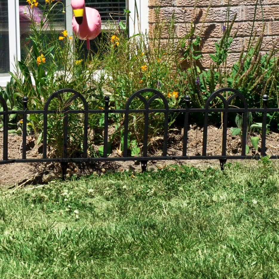 4-Piece Lawn and Flower Bed Edging - Modular No-Dig Plastic Fencing for Garden Border