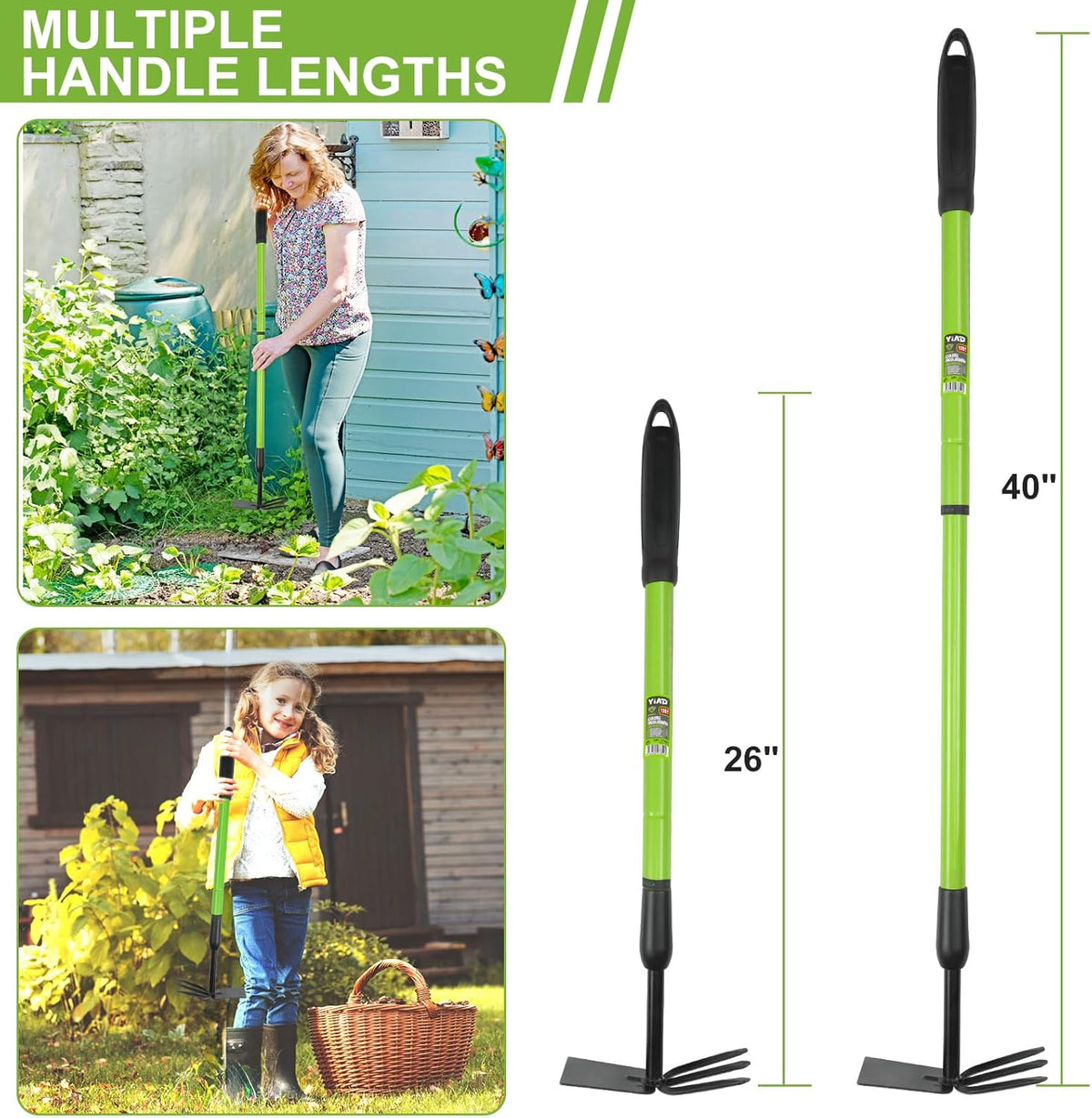 Telescopic Garden Hoe, Dual-Head Weeding and Cultivating Tool with Adjustable Handle, Lightweight