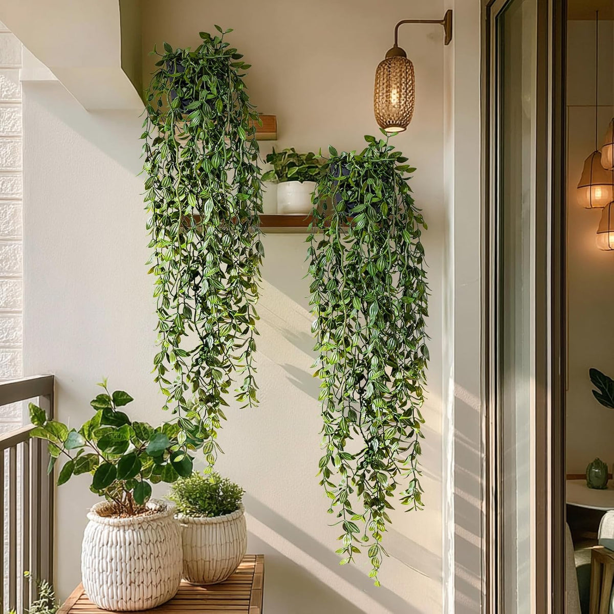 Artificial Hanging Plant 2 Pcs Faux Plant Ivy Vine Faux Eucalyptus Vines Fake Potted Greenery for