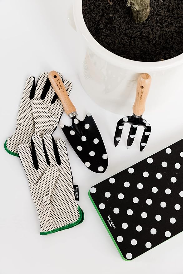 Kate Spade New York Garden Kneeler and Gardening Gloves for Women, Cute Garden Tool Set with Thick