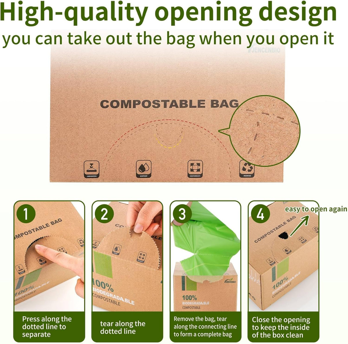 Compost Bags, 13 Gallon, 50Liter, Extra Thick 1.1 Mils, Compostable Food scrap waste bags with US